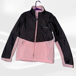 Columbia Girls Fleece Jacket Size S | Pink & Black Zip-Up Coat | Youth Outerwear